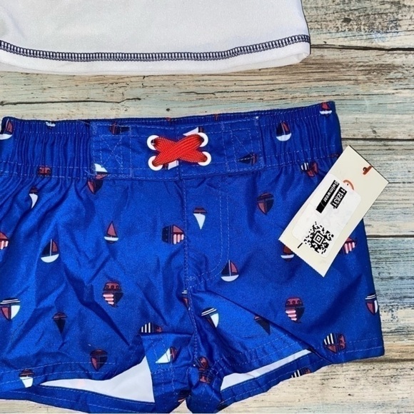 Cat & Jack Sailing Rashgaurd & Trunks Boys 3-6M - Picture 2 of 4